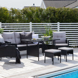 Sedací souprava Knock - Black Wicker - Grey Cushion