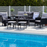 Sedací souprava Knock - Black Wicker - Grey Cushion