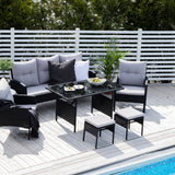 Sedací souprava Knock - Black Wicker - Grey Cushion