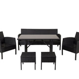 Sedací souprava Knock - Black Wicker - Grey Cushion