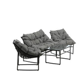 Tina - Sedací souprava - Černá / Šedá - Ocel -