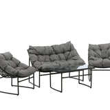 Tina - Sedací souprava - Černá / Šedá - Ocel -