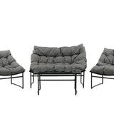 Tina - Sedací souprava - Černá / Šedá - Ocel -