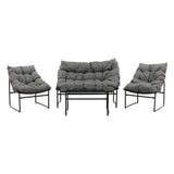 Tina - Sedací souprava - Černá / Šedá - Ocel -