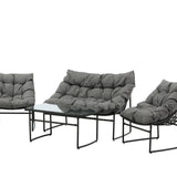 Tina - Sedací souprava - Černá / Šedá - Ocel -