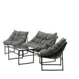 Tina - Sedací souprava - Černá / Šedá - Ocel -