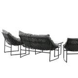 Tina - Sedací souprava - Černá / Šedá - Ocel -