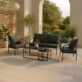 Sopot - Sedací souprava - černá / šedá - ocel