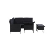 Knock - Rohová pohovka- Černá/Černá - Proutí -