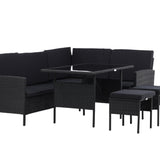 Knock - Rohová pohovka- Černá/Černá - Proutí -