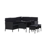 Knock - Rohová pohovka- Černá/Černá - Proutí -