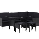 Knock - Rohová pohovka- Černá/Černá - Proutí -