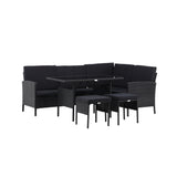 Knock - Rohová pohovka- Černá/Černá - Proutí -