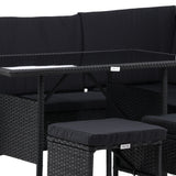 Knock - Rohová pohovka- Černá/Černá - Proutí -