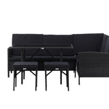 Knock - Rohová pohovka- Černá/Černá - Proutí -