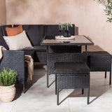 Knock - Rohová pohovka- Černá/Černá - Proutí -