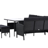 Knock - Rohová pohovka- Černá/Černá - Proutí -