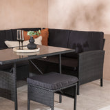 Knock - Rohová pohovka- Černá/Černá - Proutí -