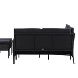 Knock - Rohová pohovka- Černá/Černá - Proutí -