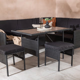 Knock - Rohová pohovka- Černá/Černá - Proutí -