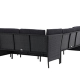 Knock - Rohová pohovka- Černá/Černá - Proutí -