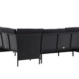 Knock - Rohová pohovka- Černá/Černá - Proutí -