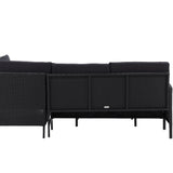 Knock - Rohová pohovka- Černá/Černá - Proutí -