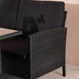 Knock - Rohová pohovka- Černá/Černá - Proutí -