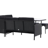 Knock - Rohová pohovka- Černá/Černá - Proutí -