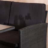 Knock - Rohová pohovka- Černá/Černá - Proutí -