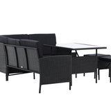 Knock - Rohová pohovka- Černá/Černá - Proutí -