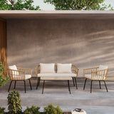 Ortigia Lounge Set - černá / přírodní ratan