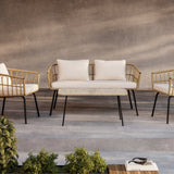 Ortigia Lounge Set - černá / přírodní ratan