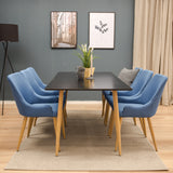 Polar Matbord - Ek-Look / Svart- 180*90*H75 +Plaza - Jídelní židle - Modrá / Dub _6