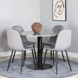 Razzia Jídelní stůl 106cm -Šedá Terazzo / Černá + Židle Polar - Šedá látka Černé nohy _4