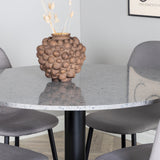 Razzia Jídelní stůl 106cm -Šedá Terazzo / Černá + Židle Polar - Šedá látka Černé nohy _4