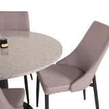 Razzia Jídelní stůl 106cm -Šedá Terazzo / Černá +Leone 2.0 Polar Grey - ČERNÉ nohy _4