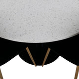 Jídelní stůl Razzia 106 cm -Bílá Terazzo / Černá - Židle Polar - Black Velvet / Matná mosazná noha 4