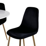 Jídelní stůl Razzia 106 cm -Bílá Terazzo / Černá - Židle Polar - Black Velvet / Matná mosazná noha 4