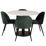 Razzia Jídelní stůl 106cm - White Terazzo / Black+Velvet Matstol - Svart / Moss