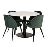 Razzia Jídelní stůl 106cm - White Terazzo / Black+Velvet Matstol - Svart / Moss