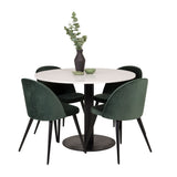 Razzia Jídelní stůl 106cm - White Terazzo / Black+Velvet Matstol - Svart / Moss