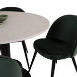 Razzia Jídelní stůl 106cm - White Terazzo / Black+Velvet Matstol - Svart / Moss