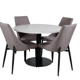Jídelní stůl Razzia 106cm -Bílá Terazzo / Černá +Leone 2.0 Polar Grey - ČERNÉ nohy _4