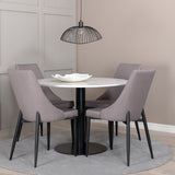 Jídelní stůl Razzia 106cm -Bílá Terazzo / Černá +Leone 2.0 Polar Grey - ČERNÉ nohy _4