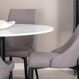 Jídelní stůl Razzia 106cm -Bílá Terazzo / Černá +Leone 2.0 Polar Grey - ČERNÉ nohy _4
