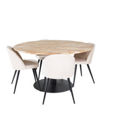 Kruhový stůl Cirebon - 140 cm - Teak / Black + Velvet Matstol - Svart / Créme _4