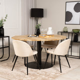 Kruhový stůl Cirebon - 140 cm - Teak / Black + Velvet Matstol - Svart / Créme _4