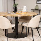 Kruhový stůl Cirebon - 140 cm - Teak / Black + Velvet Matstol - Svart / Créme _4