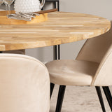 Kruhový stůl Cirebon - 140 cm - Teak / Black + Velvet Matstol - Svart / Créme _4